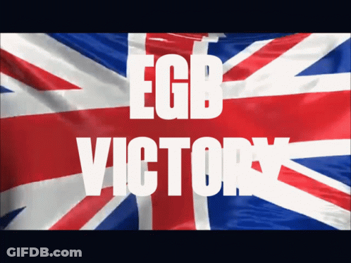 A Flag With The Words Egb Victory On It GIF