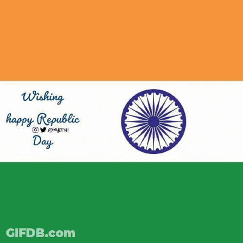A Flag With The Words Wishing Happy Republic Day Written On It GIF