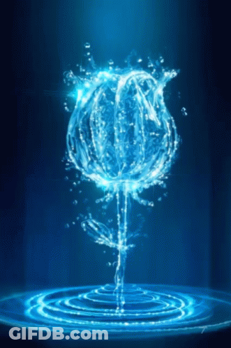 A Flower Made Out Of Water Is Surrounded By Circles Of Water GIF