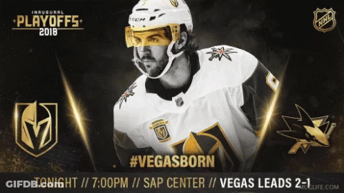 A Flyer For The Inaugural Playoffs Shows A Hockey Player GIF