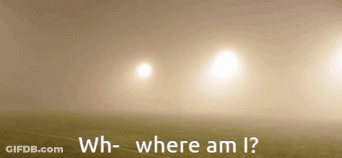 A Foggy Field With The Words Wh- Where Am I On It GIF