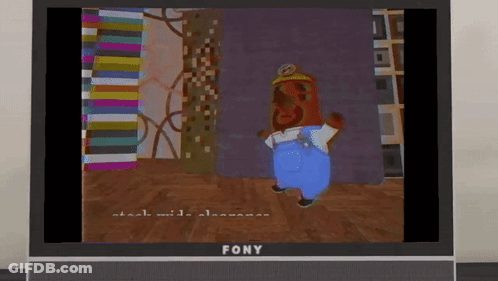 A Fony Television Shows A Cartoon Character Dancing GIF