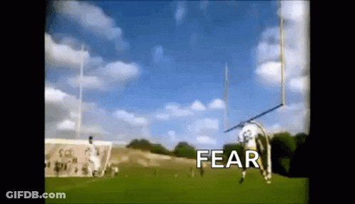 A Football Field With The Word Fear On The Bottom GIF