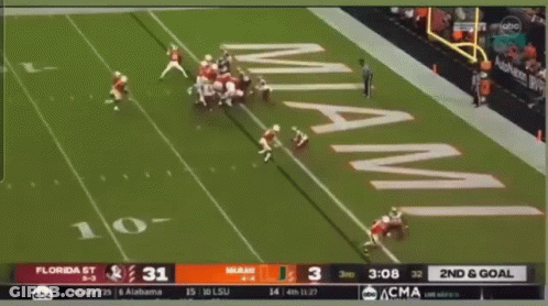 A Football Game Between Florida St And Miami Is Being Played GIF