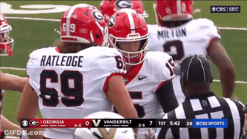 A Football Game Between Georgia And Vanderbilt Is Being Broadcast On Cbs GIF