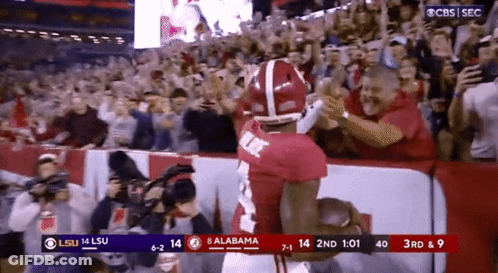 A Football Game Between Lsu And Alabama Is On Cbs GIF