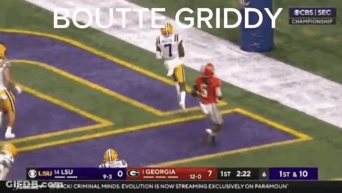 A Football Game Between Lsu And Georgia Is Being Played On Cbs GIF