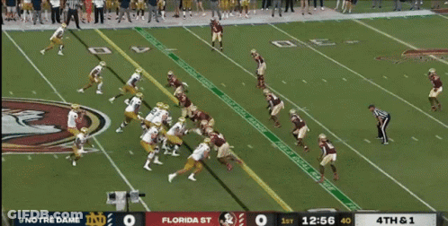 A Football Game Between Notre Dame And Florida St. GIF