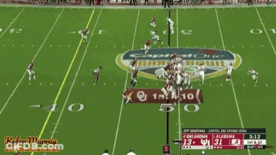 A Football Game Between Oklahoma And Alabama Is Being Played At 3:08 GIF