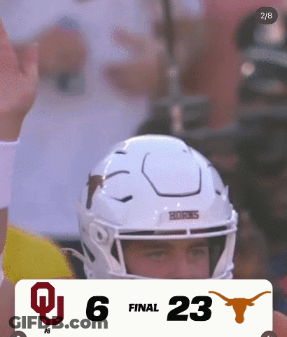 A Football Game Between Oklahoma And Texas Is Going On GIF