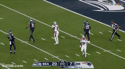 A Football Game Between Seahawks And Patriots GIF
