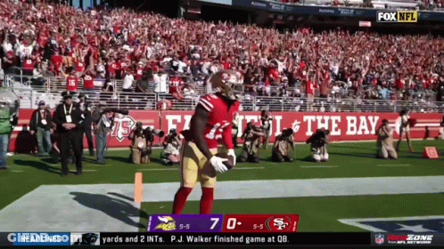 A Football Game Between The 49Ers And Vikings Is Being Shown On Fox NFL GIF