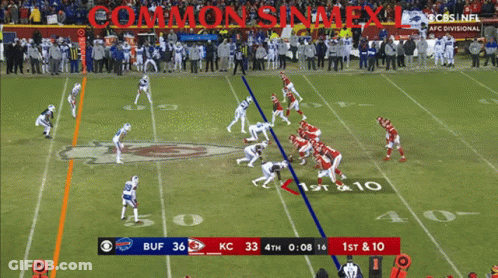 A Football Game Between The Buf And Kc Is Being Shown On Cbs GIF