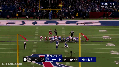 A Football Game Between The Buffalo Bills And The Kansas City Chiefs Is Being Shown On Cbs GIF