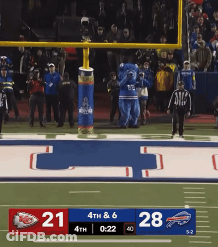 A Football Game Between The Chiefs And The Bills With A Score Of 28 To 21 GIF