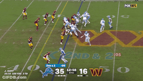 A Football Game Between The Detroit Lions And The Washington Redskins Is Underway GIF