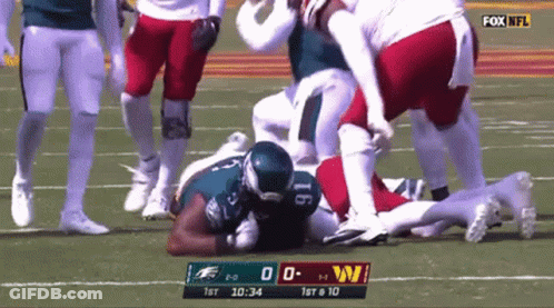 A Football Game Between The Eagles And The Washington Redskins Is Underway GIF