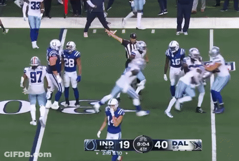 A Football Game Between The Indiana Colts And The Dallas Cowboys Is Underway GIF