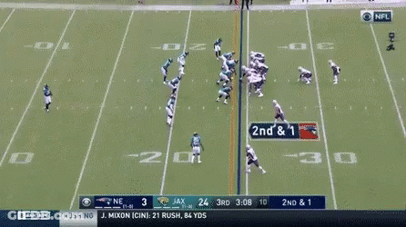 A Football Game Between The Jaguars And The Patriots On Cbs GIF