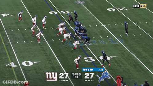 A Football Game Between The New York Giants And The Detroit Lions Is Underway GIF