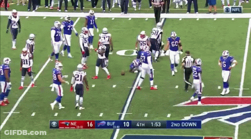 A Football Game Between The Patriots And Buffalo Bills GIF