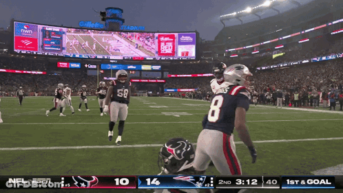 A Football Game Between The Patriots And The Texans Is Being Shown On Espn GIF