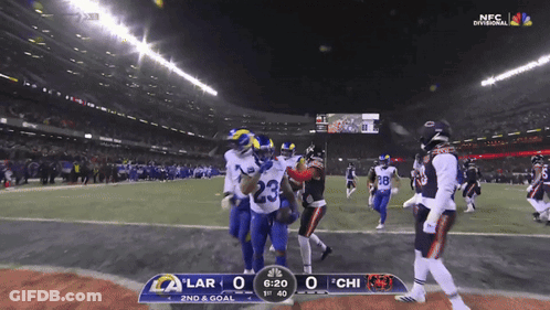 A Football Game Between The Rams And The Bears Is Being Shown On Nbc GIF