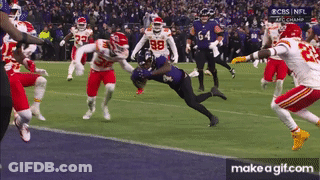 A Football Game Between The Ravens And The Chiefs Is Being Broadcast On Cbs GIF