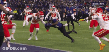 A Football Game Between The Ravens And The Chiefs Is Underway GIF