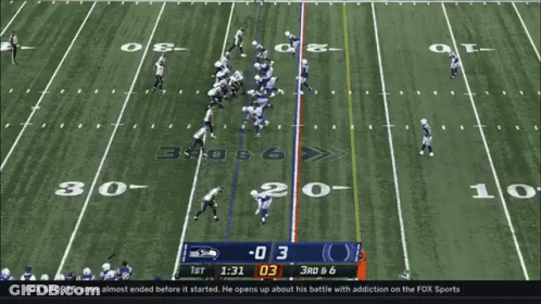 A Football Game Between The Seahawks And The Patriots Is Being Shown On Fox Sports GIF