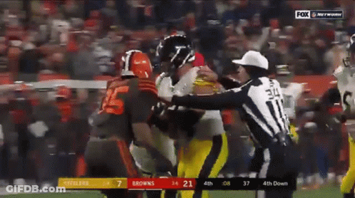 A Football Game Between The Steelers And The Browns Is Being Shown On Fox Network GIF