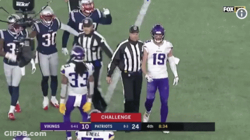 A Football Game Between The Vikings And Patriots Is Being Shown On Fox GIF