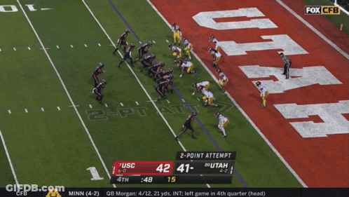 A Football Game Between Usc And Utah Is Being Broadcast On Fox Cbs GIF