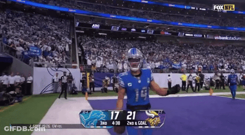 A Football Game Is Being Played And The Score Is 17 To 21 GIF