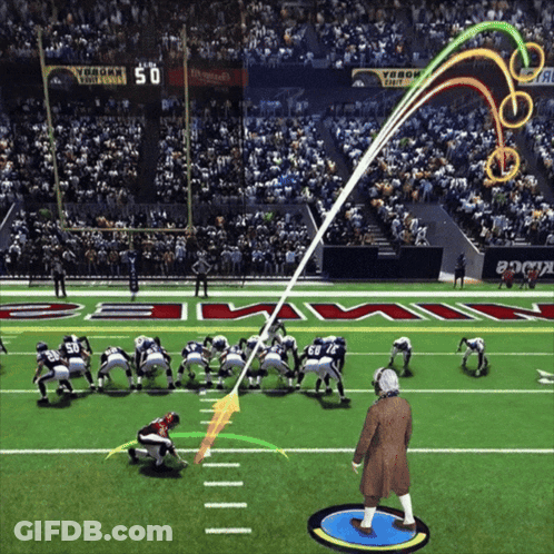 A Football Game Is Being Played And The Score Is 50 GIF