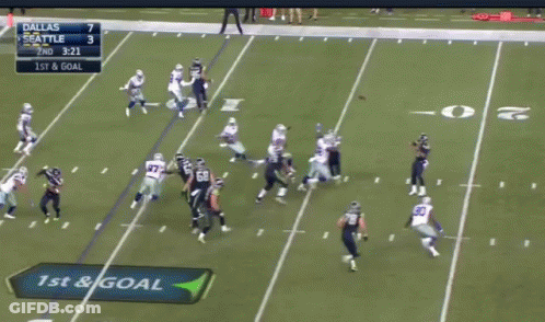 A Football Game Is Being Played Between Dallas And Seattle And The Score Is 7 To 3 GIF