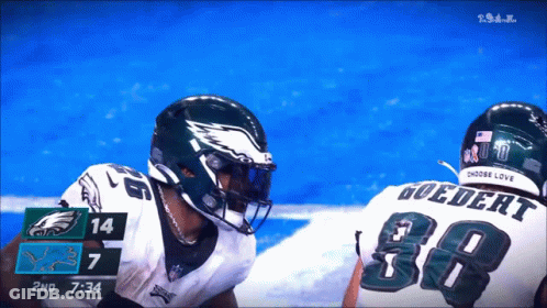 A Football Game Is Being Played Between The Eagles And The Jets GIF