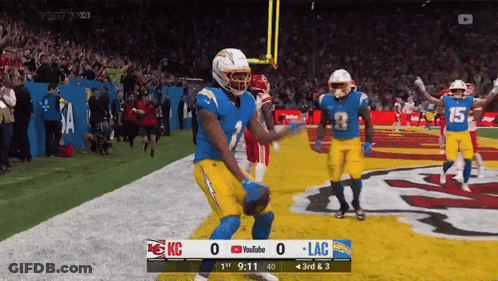 A Football Game Is Being Played Between The Lac And The Kc GIF