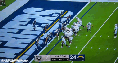 A Football Game Is Being Played Between The Raiders And Chargers GIF