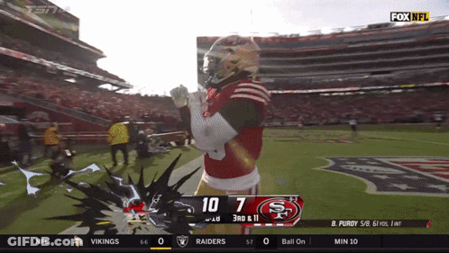 A Football Game Is Being Played Between The Vikings And The Raiders GIF