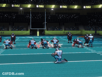 A Football Game Is Being Played In A Stadium That Has Rivals Banners GIF