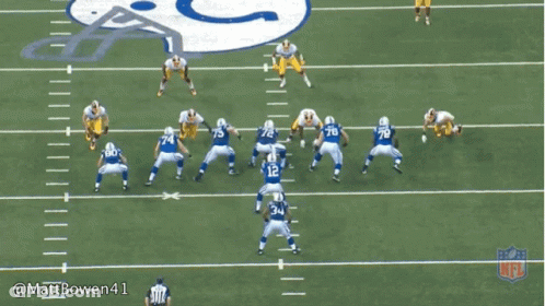 A Football Game Is Being Played On A Field With The Letter C On It GIF
