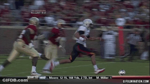 A Football Game Is Being Played On Espn And The Score Is 15 To 2 GIF