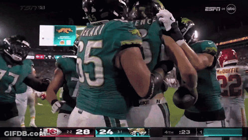 A Football Game Is Being Played On Espn And The Score Is 28 To 24 GIF