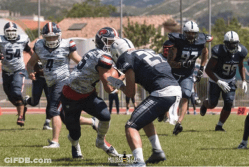A Football Game Is Being Played With A Player Wearing Number 22 GIF