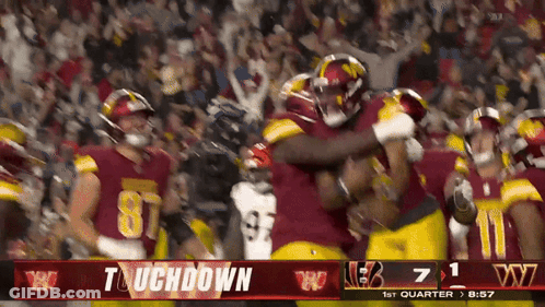 A Football Game Is Being Played With The Score 7 To 1 GIF