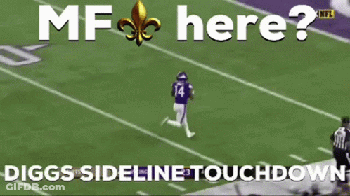 A Football Game Is Being Played With The Words " Diggs Sideline Touchdown " On The Bottom GIF