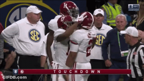 A Football Game Is Being Shown On Cbs And The Words Touchdown Are On The Screen GIF