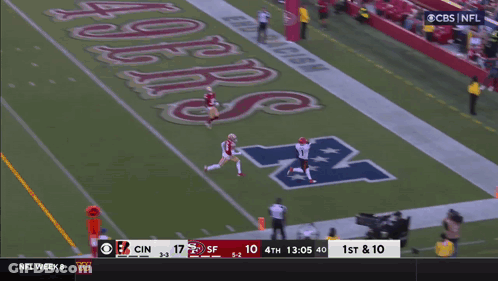 A Football Game Is Being Shown On Cbs Nfl GIF