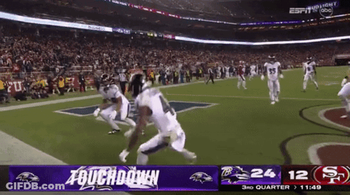 A Football Game Is Being Shown On Espn And The Score Is 24 To 12 GIF